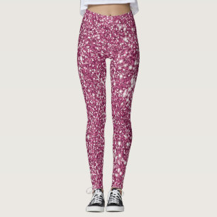 Faux Pink Glitter Texture Look Design Leggings