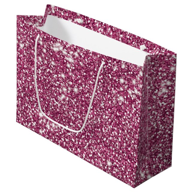 Faux Pink Glitter Texture Look-like Graphic Large Gift Bag (Front Angled)