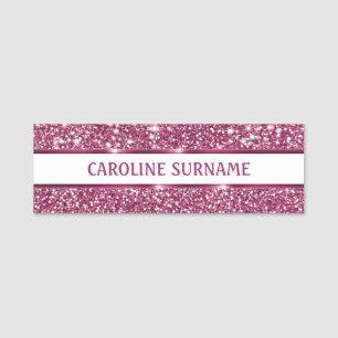 Faux Pink Glitter Texture Look With Custom Name - Name Tag