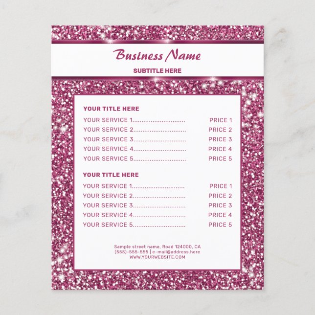 Faux Pink Glitter Texture Look With Custom Text Flyer (Front)
