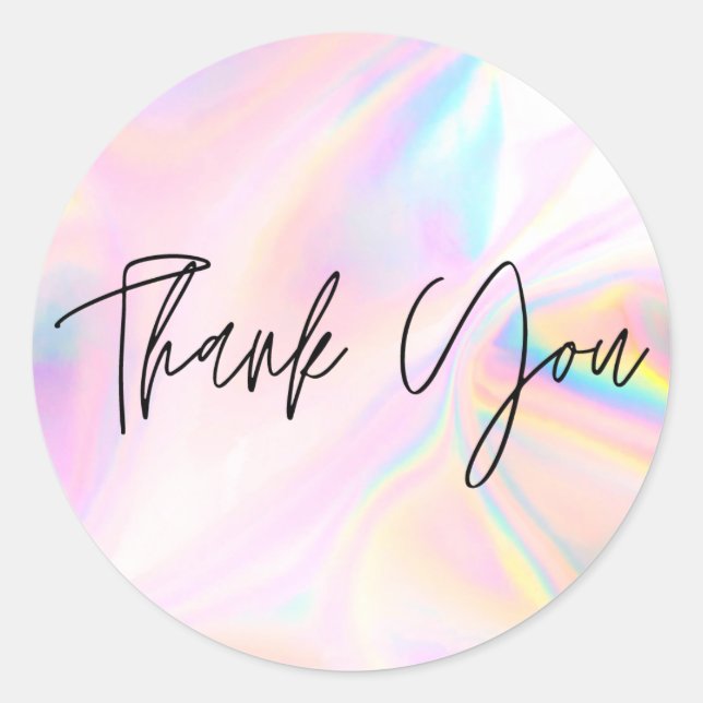 Faux Pink Holographic Business Thank You  Classic Round Sticker (Front)