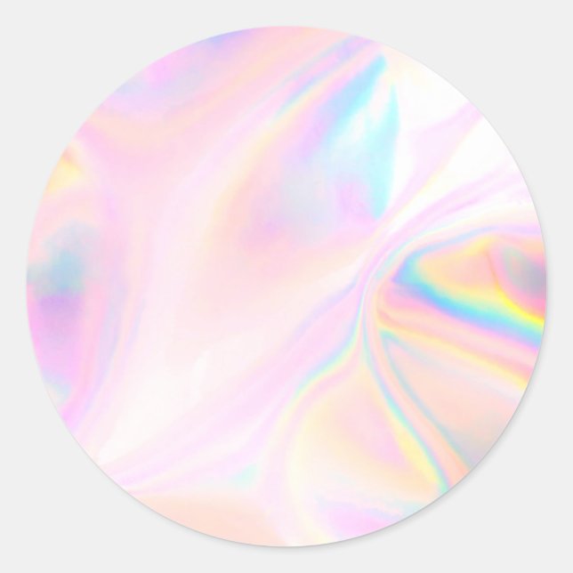 Faux Pink Holographic Custom Trendy  Classic Round Sticker (Front)