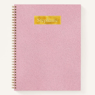 Faux Pink Leather Texture With Gold Foil Banner Notebook