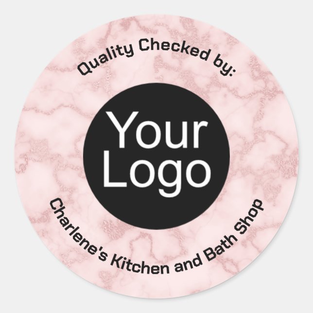 Faux Pink Marble Classic Round Sticker (Front)