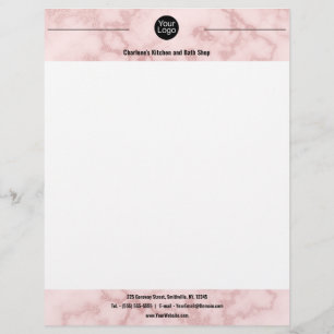Faux Pink Marble Custom Letterhead