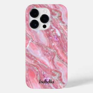Faux Pink Marble Texture With Silver Glitter  Case-Mate iPhone 14 Pro Case
