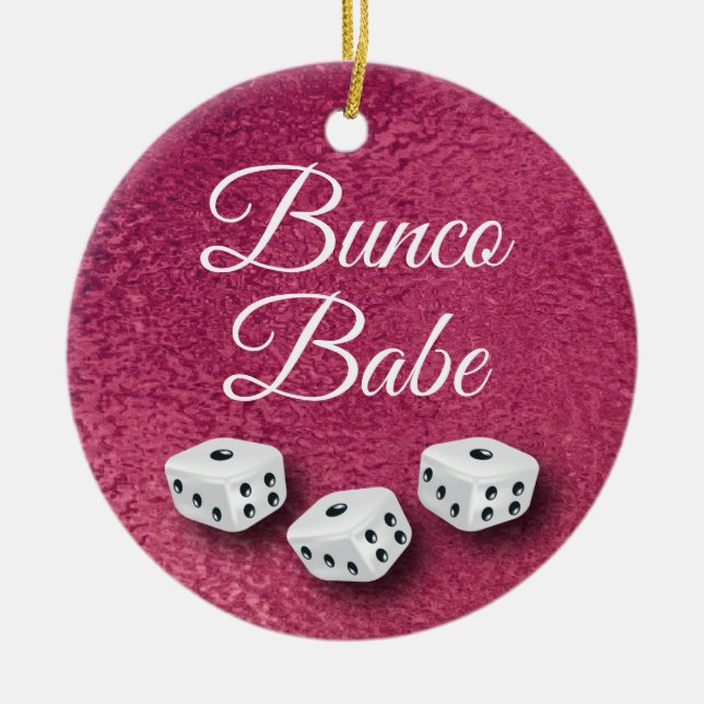 Faux Pink Metal Chic and Elegant Bunco Dice Ceramic Ornament (Front)