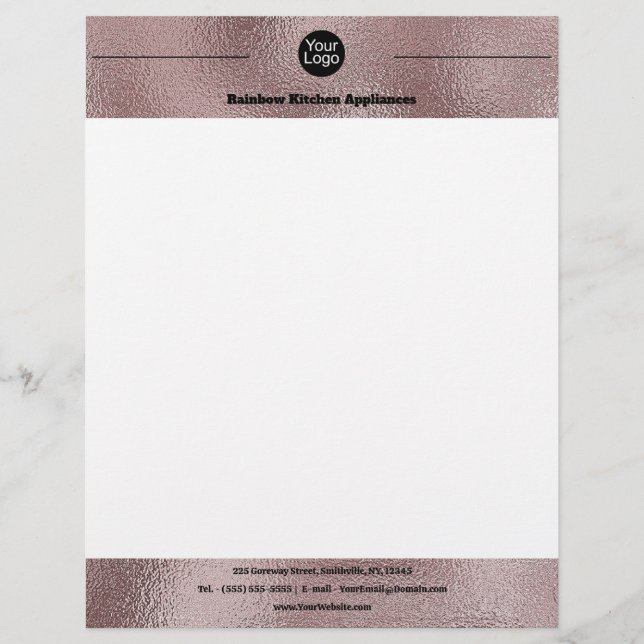 Faux Pink Metallic Custom Letterhead (Front)