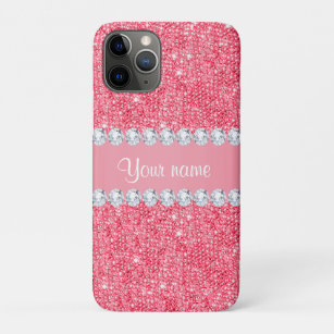 Faux Pink Sequins and Diamonds iPhone 11 Pro Case