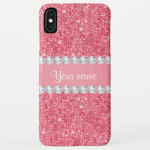 Faux Pink Sequins and Diamonds iPhone XS Max Case