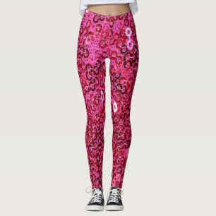 Faux Pink Sequins Leggings