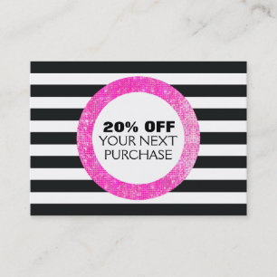 Faux Pink Sequins Striped Beauty Salon Coupon