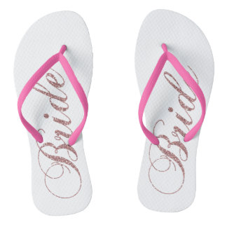 Faux Pink Sparkles Bride Thongs