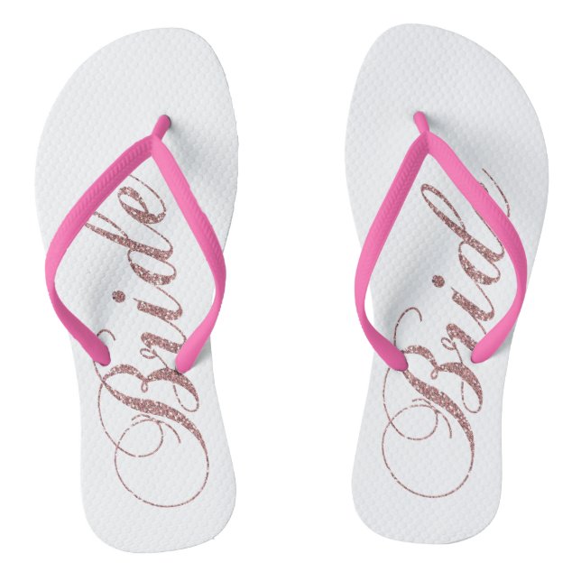 Faux Pink Sparkles Bride Thongs (Footbed)