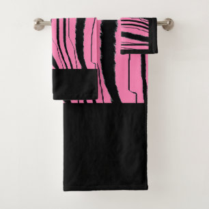 Faux Pink Tiger Exotic Animal Print  Bath Towel Set