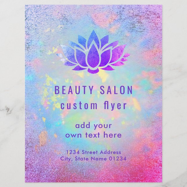 FAUX purple foil lotus logo design Flyer (Front)