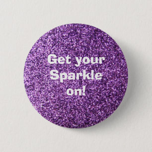 Faux Purple Glitter 6 Cm Round Badge