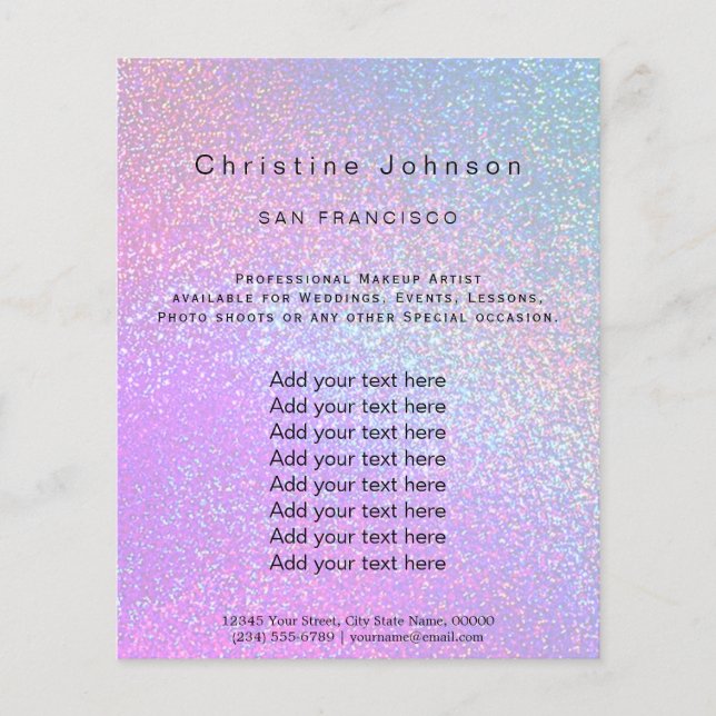 faux purple glitter beauty salon flyer (Front)