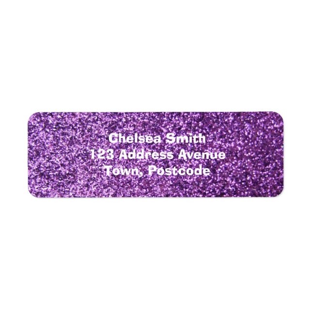 Faux Purple Glitter Return Address Label (Front)