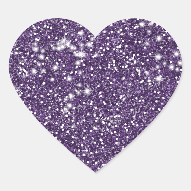 Faux Purple Glitter Texture Look - Printed Image - Heart Sticker (Front)