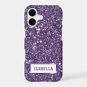 Faux Purple Glitter Texture Look With Custom Name