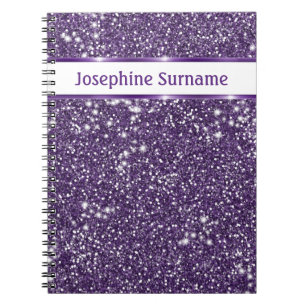 Faux Purple Glitter Texture Look With Custom Text Notebook