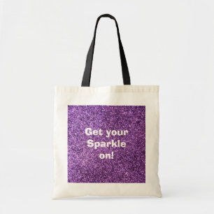 Faux Purple Glitter Tote Bag