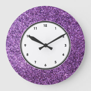 Faux Purple Glitter wall clock