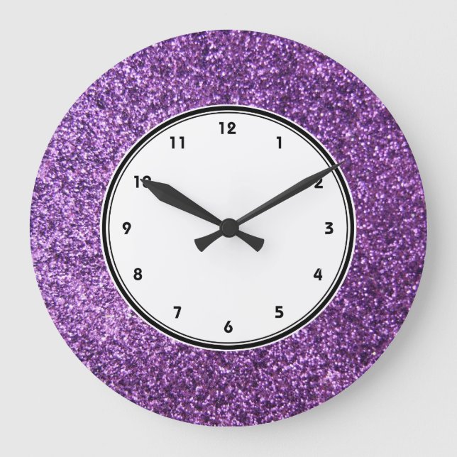 Faux Purple Glitter wall clock (Front)