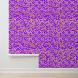 Faux Purple Lace Fishnet Custom Colour Wallpaper