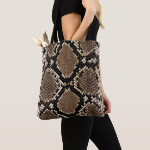 Faux Python Snake Skin All Over Print Tote Bag