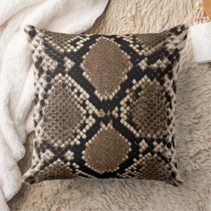 Faux Python Snake Skin Throw Pillow