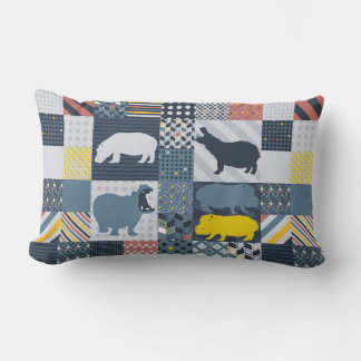 Faux-Quilted Hippo Lumbar Cushion