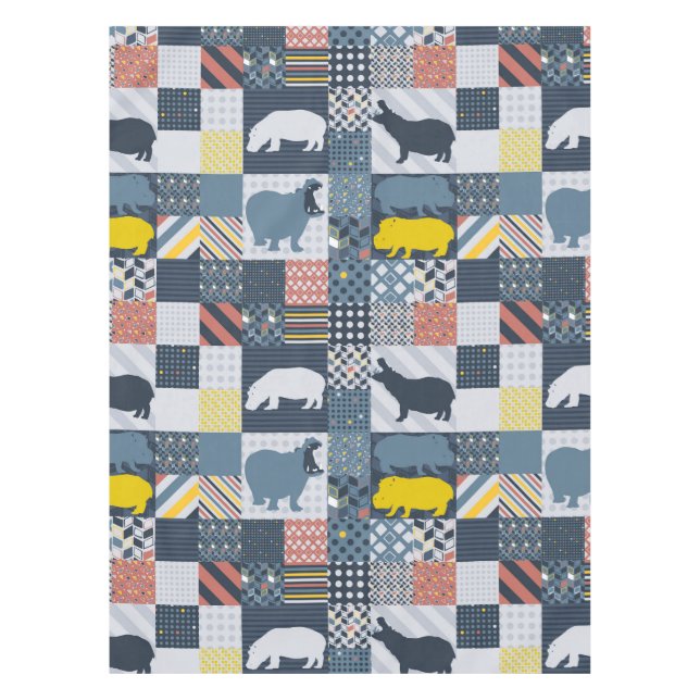 Faux-Quilted Hippo Tablecloth (Front)