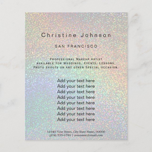 faux rainbow glitter beauty salon flyer (Front)