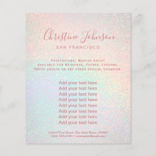 faux rainbow glitter pastel colours beauty salon flyer