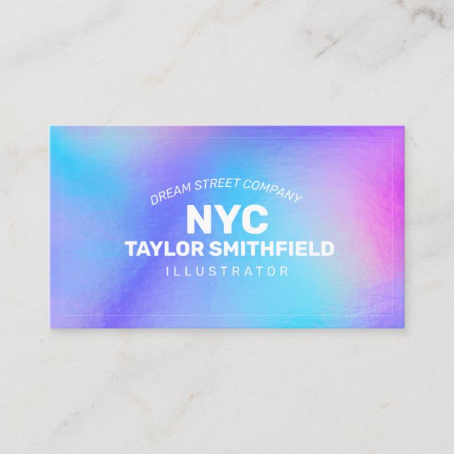 Faux Rainbow Holographic Business Card (Front)