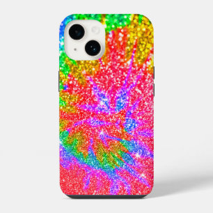 Faux Rainbow Tie Dye Glitter Swirl Pattern iPhone 14 Case