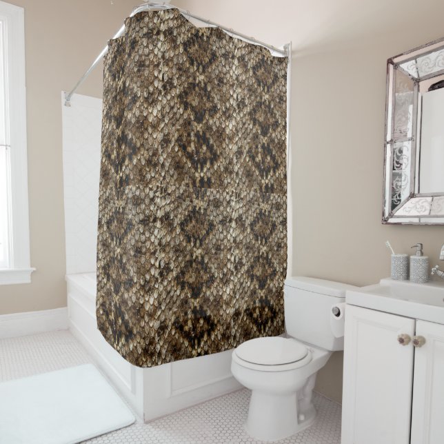 Faux Rattlesnake Snake Skin Shower Curtain (In Situ)