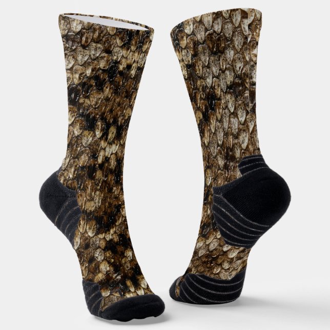 Faux Rattlesnake Snakeskin Socks (Angled)