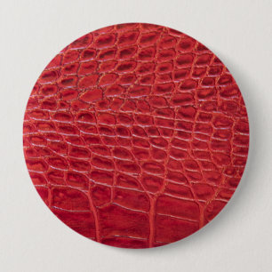 Faux red alligator leather 10 cm round badge