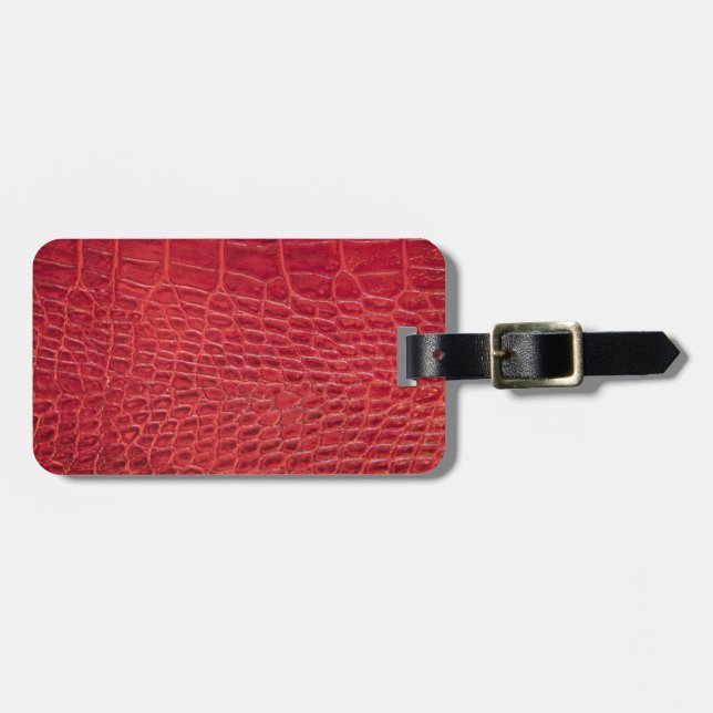 Faux red alligator leather luggage tag (Front Horizontal)