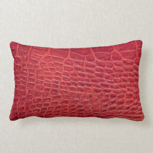 Faux red alligator leather lumbar cushion
