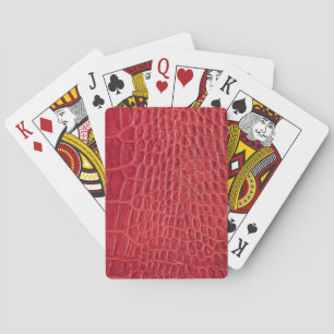 Faux red alligator leather playing cards