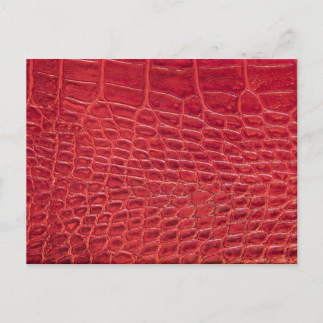 Faux red alligator leather postcard (Front)