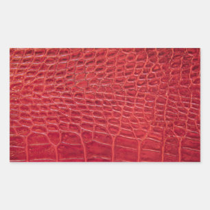 Faux red alligator leather rectangular sticker