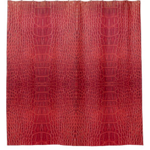 Faux red alligator leather shower curtain