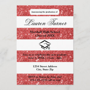 Faux Red Glitter Stripe - Grad Announcement
