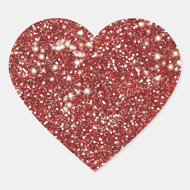 Faux Red Glitter Texture Look-like Design Heart Sticker (Front)