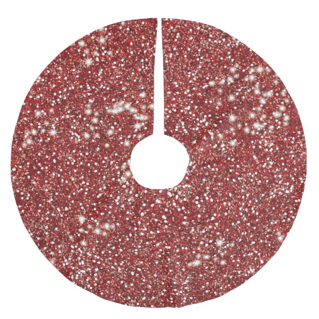 Faux Red Glitter Texture Look-like Graphic Brushed Polyester Tree Skirt (Front)